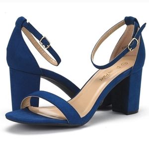 Dream Pairs Chunk heel pump sandals Navy Suede size 10